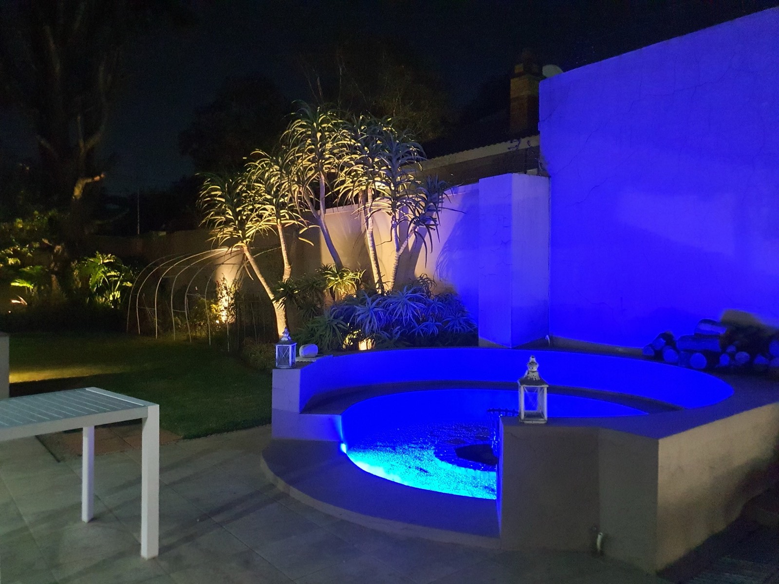Outdoor pool and feature lighting installation
